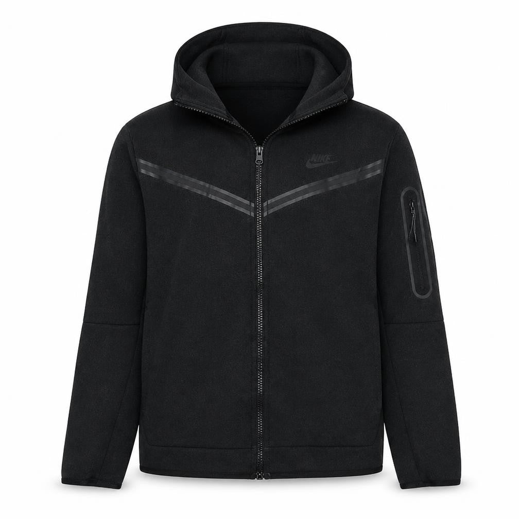 Front view of Nike Men's Black Full Zip Hoodie, size L, Regular Fit