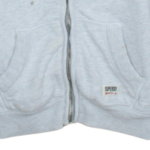 Superdry Women Grey Full Zip Hoodie Fleece Lined Size S