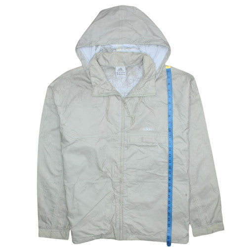 Adidas Men's Beige L Hooded Windbreaker Jacket Full Zip Sportswear