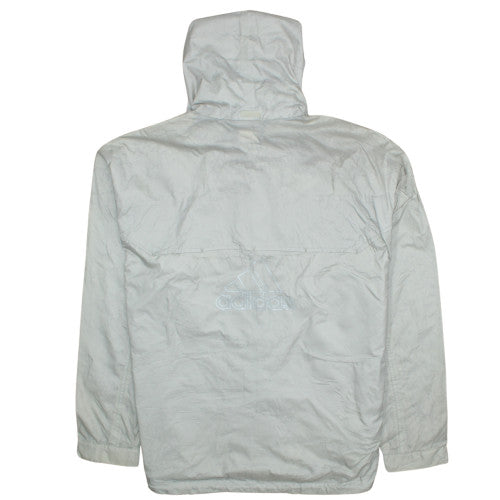 Adidas Men's Beige L Hooded Windbreaker Jacket Full Zip Sportswear