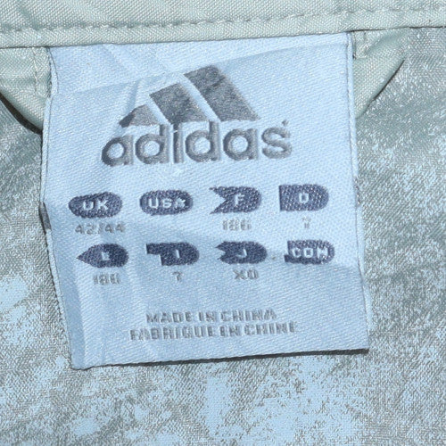 Adidas Men's Beige L Hooded Windbreaker Jacket Full Zip Sportswear