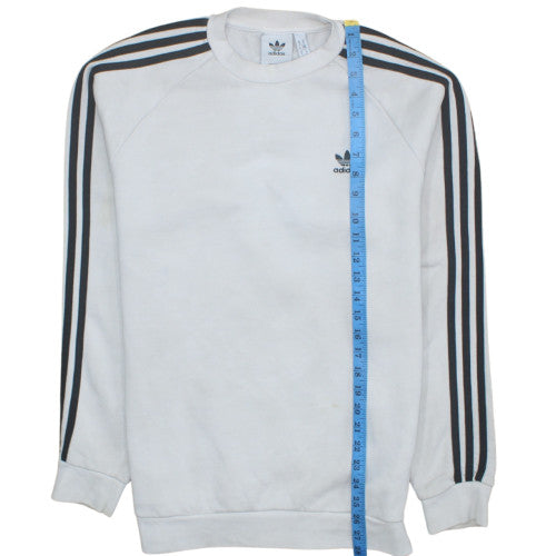 Adidas Mens White Crew Neck Sweatshirt M Classic 3 Stripe Style