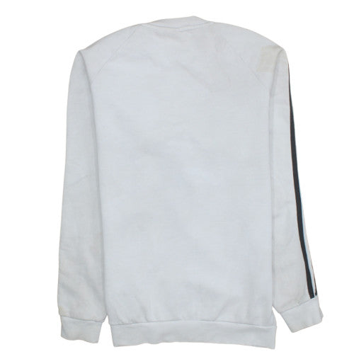 Adidas Mens White Crew Neck Sweatshirt M Classic 3 Stripe Style