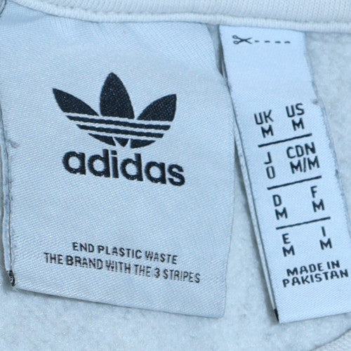 Adidas Mens White Crew Neck Sweatshirt M Classic 3 Stripe Style