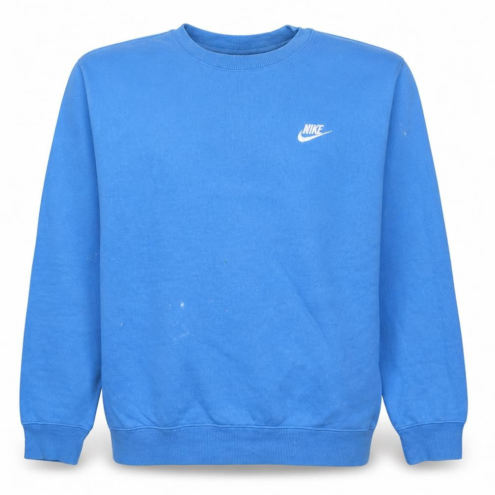 Front view of Nike Men's Blue Crew Neck Pullover Sweatshirt L Sports Fleece