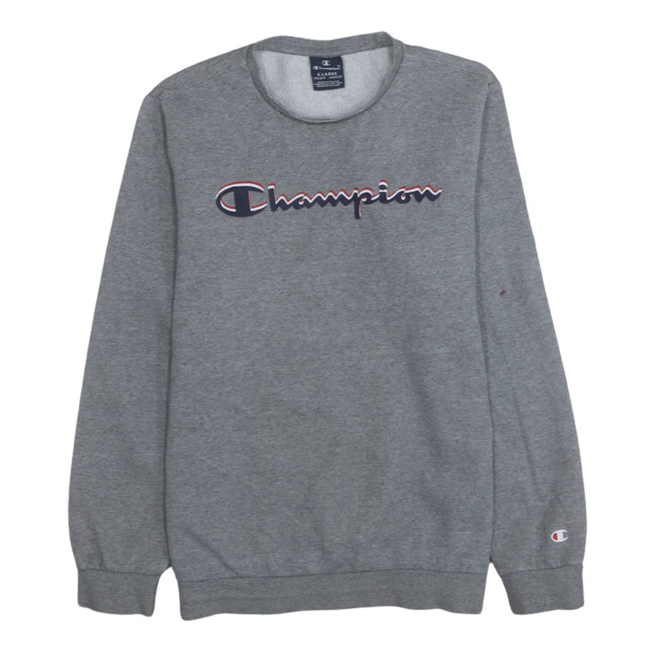 Champion Boys Grey Crew Neck Pullover Sweatshirt 13-14 Years Logo Print