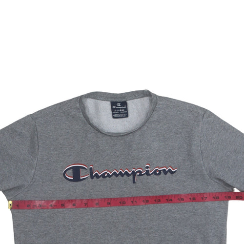 Champion Boys Grey Crew Neck Pullover Sweatshirt 13-14 Years Logo Print