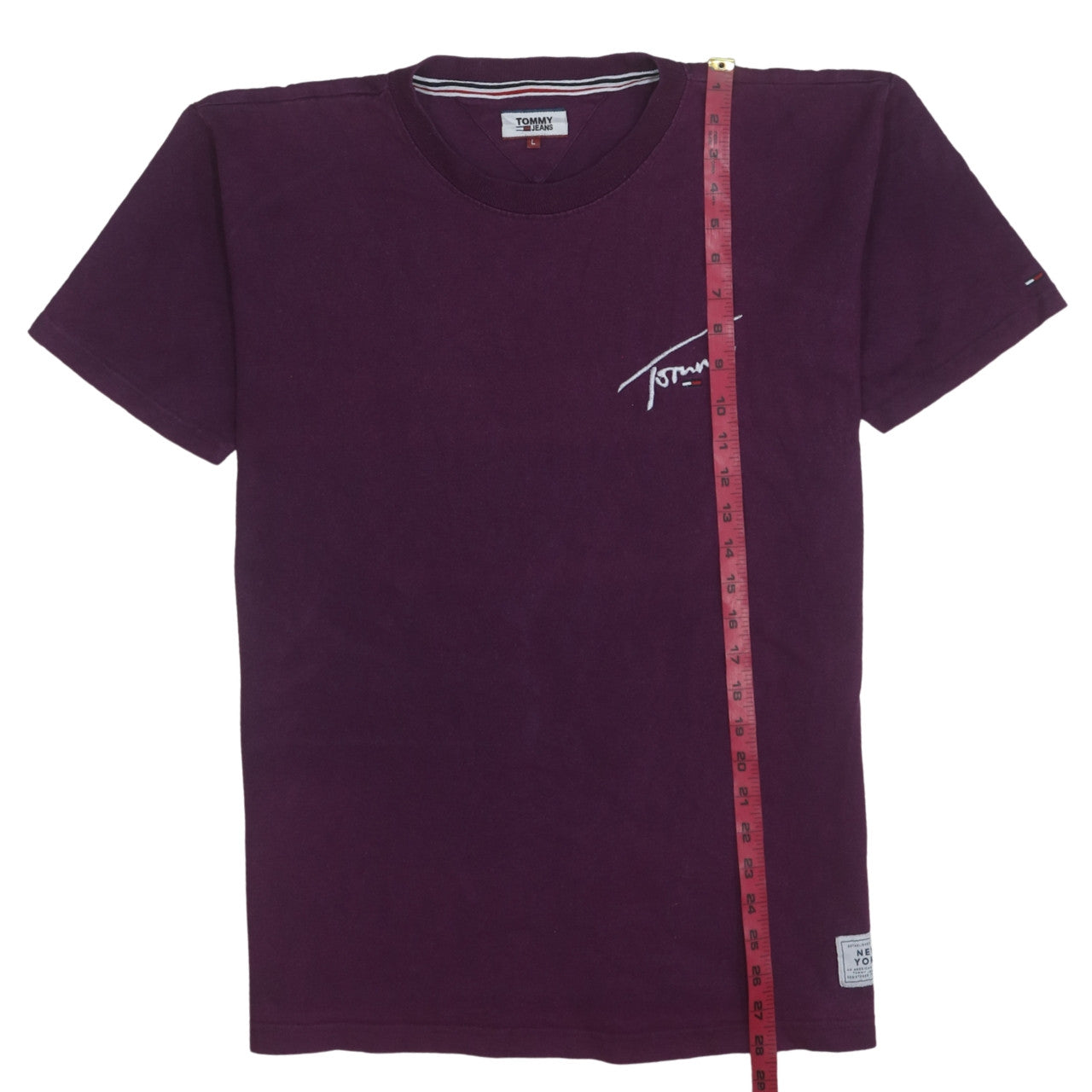 Tommy Jeans Men's Purple Logo Crew Neck Cotton T-Shirt Size L