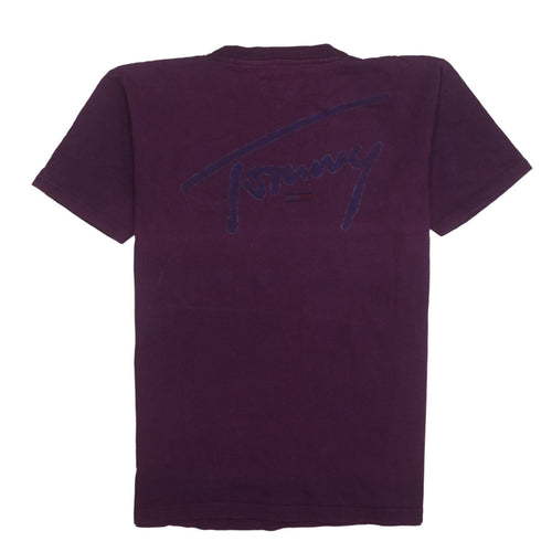 Tommy Jeans Men's Purple Logo Crew Neck Cotton T-Shirt Size L