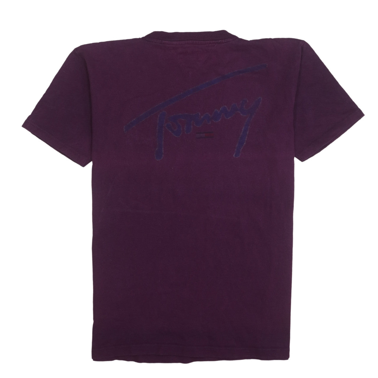 Tommy Jeans Men's Purple Logo Crew Neck Cotton T-Shirt Size L