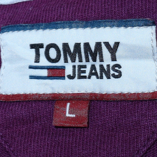 Tommy Jeans Men's Purple Logo Crew Neck Cotton T-Shirt Size L