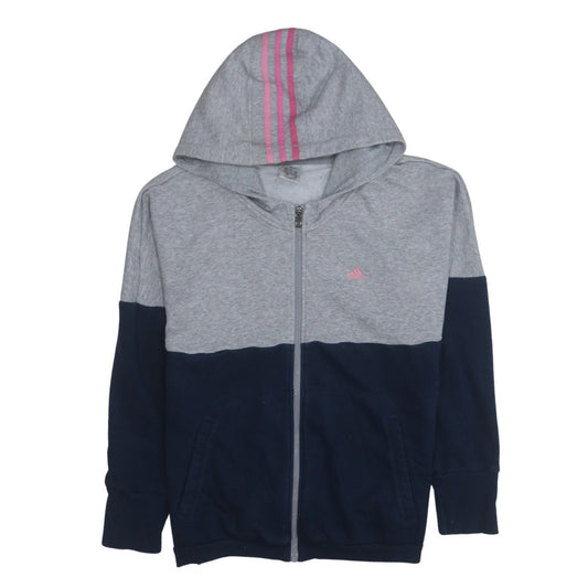 Adidas Womens Grey & Navy Full Zip Hoodie Size 12-14 M