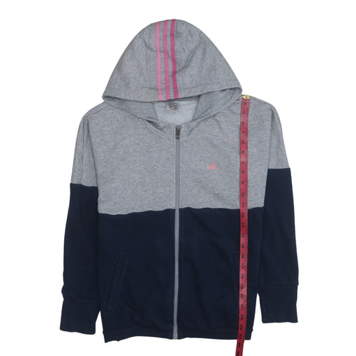 Adidas Womens Grey & Navy Full Zip Hoodie Size 12-14 M