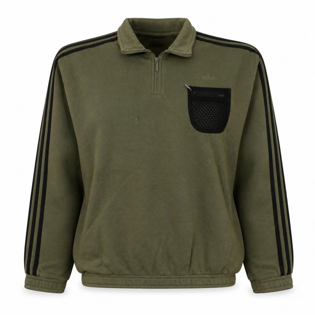 Front view of Adidas Women’s Green 1/2 Zip Pullover Sweatshirt UK 10