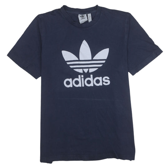 Adidas Men's Navy Blue Trefoil Graphic Crew Neck Cotton T-Shirt Size L