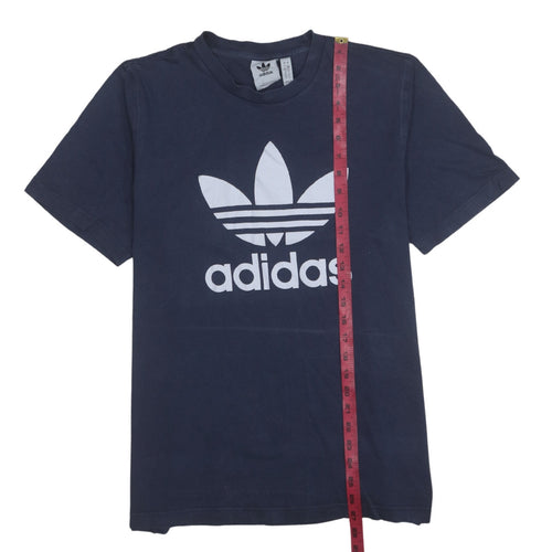 Adidas Men's Navy Blue Trefoil Graphic Crew Neck Cotton T-Shirt Size L