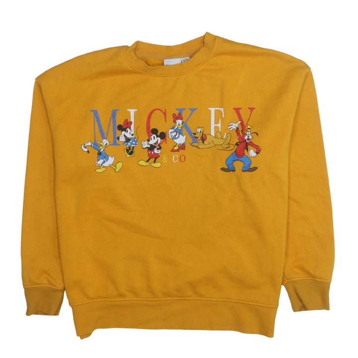 Disney Women Yellow Mickey & Co Sweatshirt Size M 12/14 Crew Neck