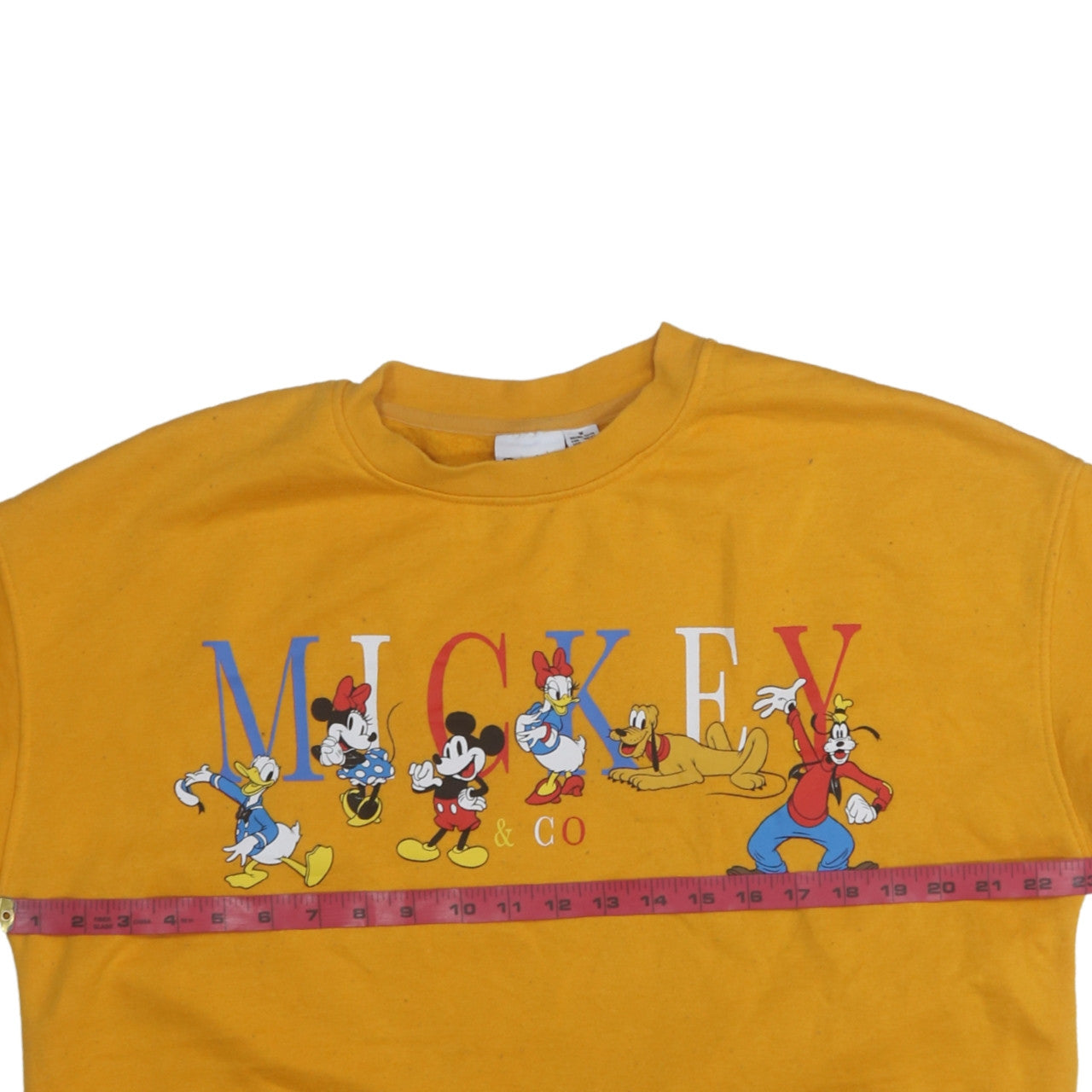 Disney Women Yellow Mickey & Co Sweatshirt Size M 12/14 Crew Neck