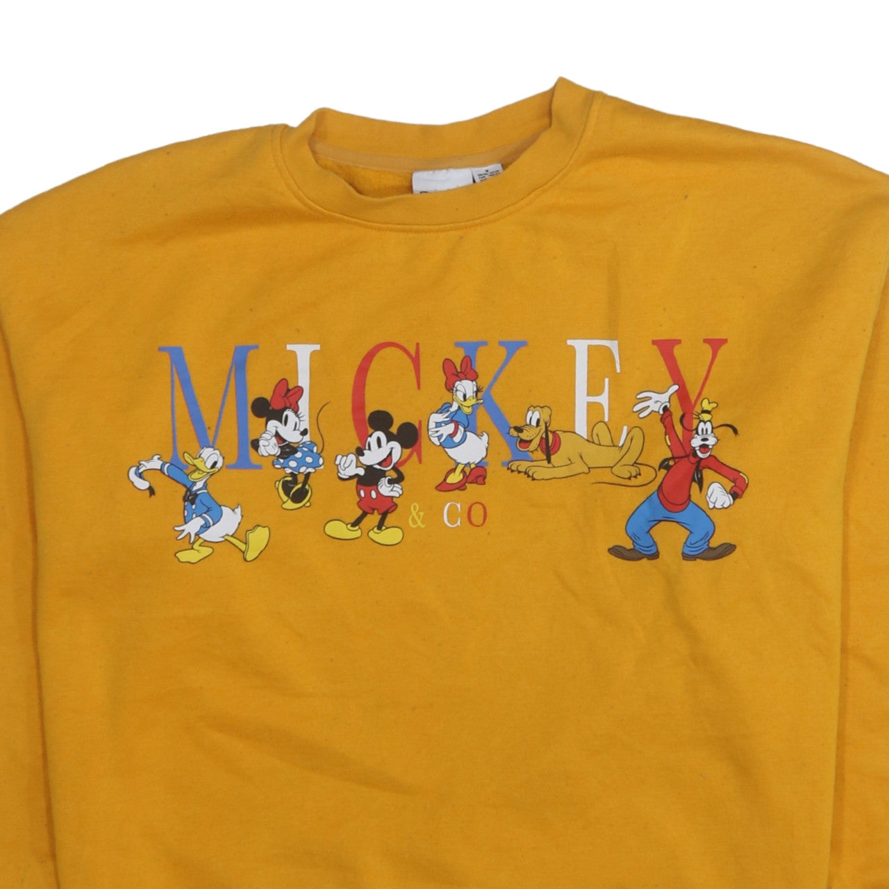 Disney Women Yellow Mickey & Co Sweatshirt Size M 12/14 Crew Neck