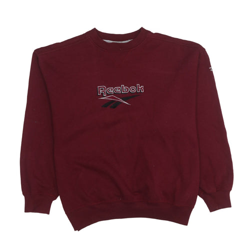 Reebok Womens Burgundy Crew Neck Pullover Sweatshirt Size L