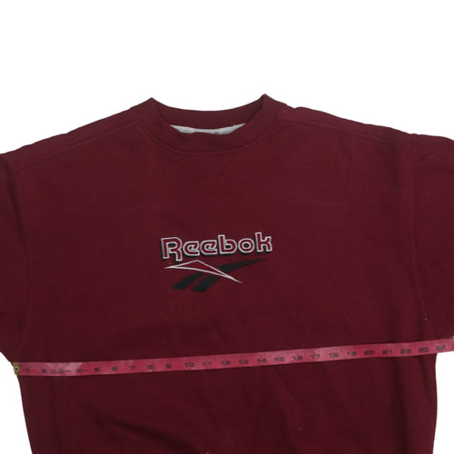 Reebok Womens Burgundy Crew Neck Pullover Sweatshirt Size L