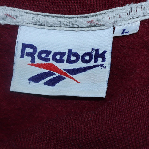 Reebok Womens Burgundy Crew Neck Pullover Sweatshirt Size L