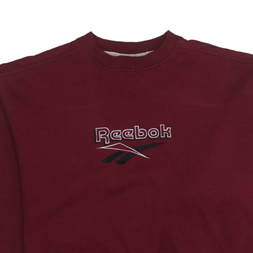 Reebok Womens Burgundy Crew Neck Pullover Sweatshirt Size L