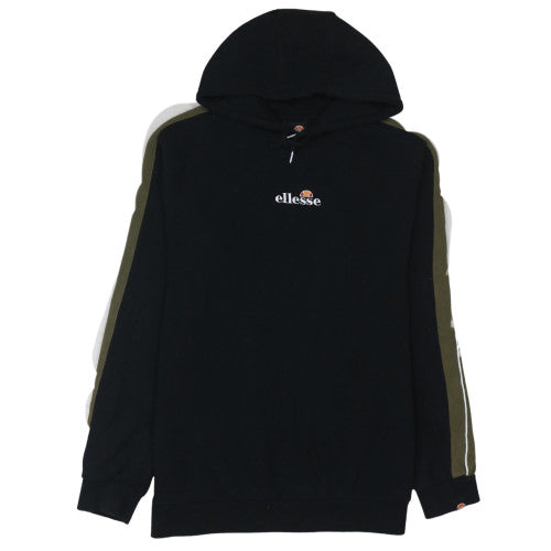 Ellesse Men Black Pullover Hoodie L Logo Fleece Sweatshirt