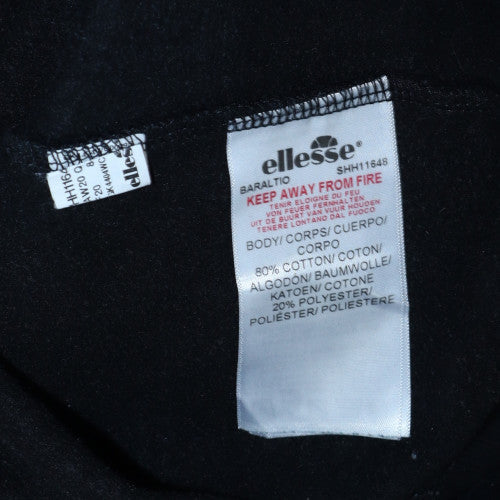 Ellesse Men Black Pullover Hoodie L Logo Fleece Sweatshirt
