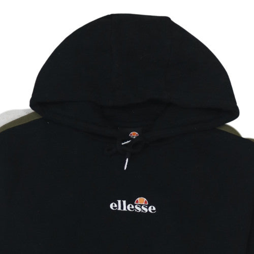 Ellesse Men Black Pullover Hoodie L Logo Fleece Sweatshirt
