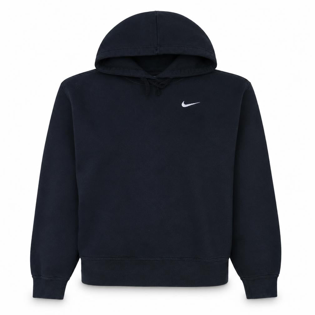 Front view of Nike Women’s Black Pullover Hoodie Small Cotton Blend Logo Sweatshirt