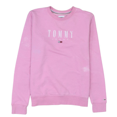 Tommy Jeans Women's Pink Cotton Crew Neck Pullover Sweatshirt Size S