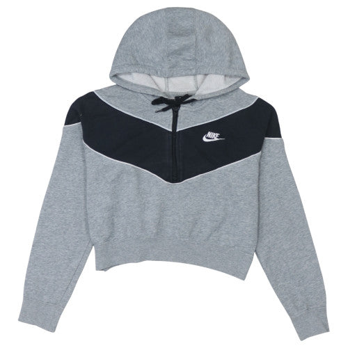 Nike Womens Grey Black 1/2 Zip Hooded Sweatshirt M