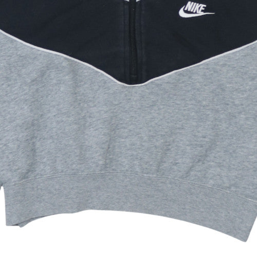 Nike Womens Grey Black 1/2 Zip Hooded Sweatshirt M