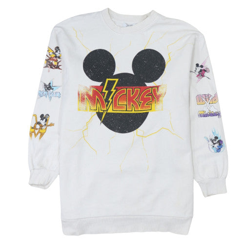 Bershka Women White Mickey Mouse Graphic Pullover Sweatshirt XS