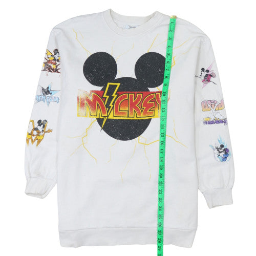 Bershka Women White Mickey Mouse Graphic Pullover Sweatshirt XS