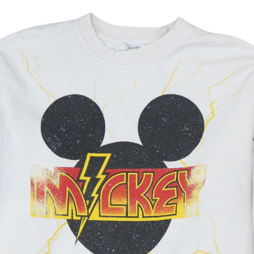 Bershka Women White Mickey Mouse Graphic Pullover Sweatshirt XS