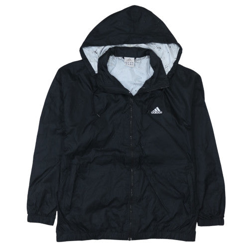 Adidas Mens Black L Windbreaker Hooded Full Zip Jacket