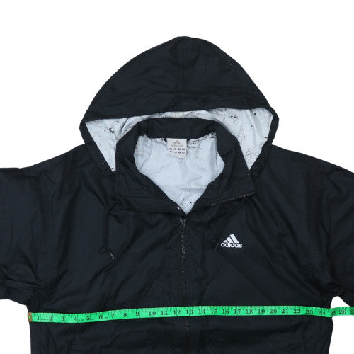 Adidas Mens Black L Windbreaker Hooded Full Zip Jacket