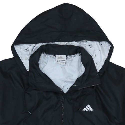 Adidas Mens Black L Windbreaker Hooded Full Zip Jacket