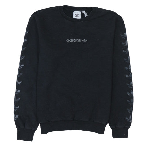 Adidas Women Black XS Pullover Sweatshirt Crew Neck Logo Cotton Blend