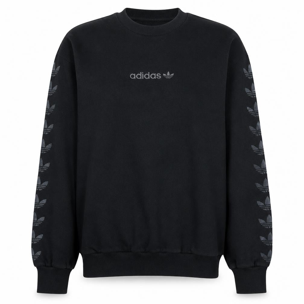 Front view of Adidas Women Black XS Pullover Sweatshirt Crew Neck Logo Cotton Blend