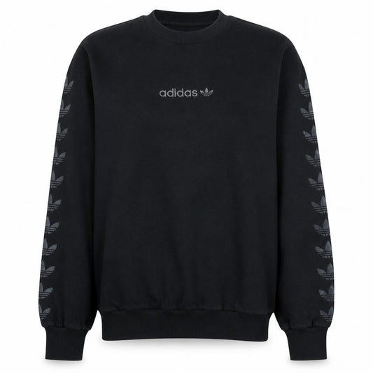 Front view of Adidas Women Black XS Pullover Sweatshirt Crew Neck Logo Cotton Blend