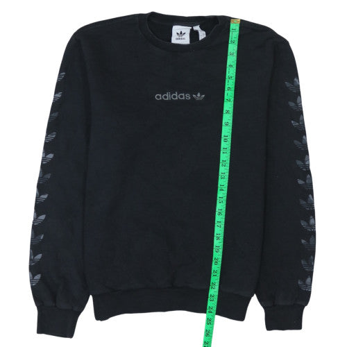 Adidas Women Black XS Pullover Sweatshirt Crew Neck Logo Cotton Blend