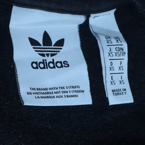 Adidas Women Black XS Pullover Sweatshirt Crew Neck Logo Cotton Blend