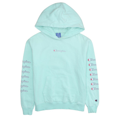 Champion Women's Mint Green Pullover Hoodie Small Cotton Logo Sleeve