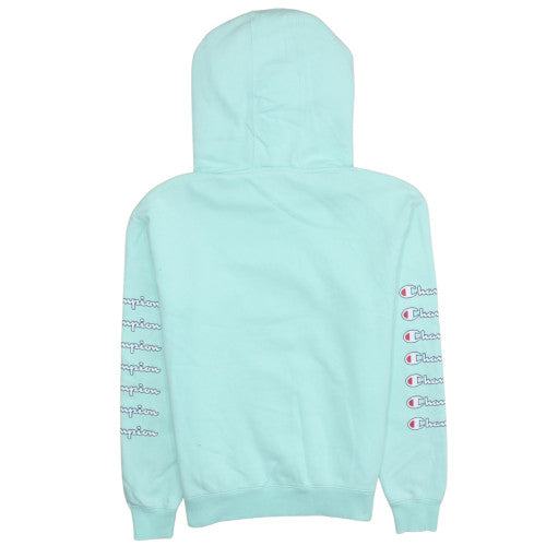 Champion Women's Mint Green Pullover Hoodie Small Cotton Logo Sleeve