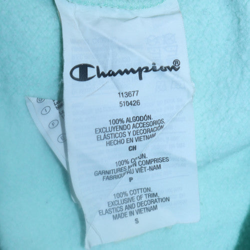Champion Women's Mint Green Pullover Hoodie Small Cotton Logo Sleeve
