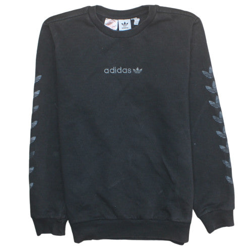 Adidas Boys Black Crew Neck Sweatshirt Size 14 Years Cotton Blend