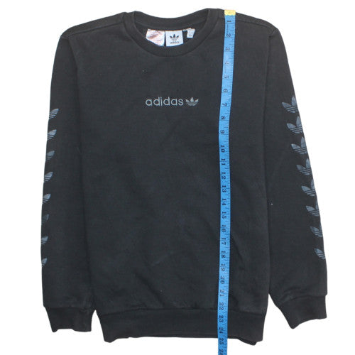 Adidas Boys Black Crew Neck Sweatshirt Size 14 Years Cotton Blend